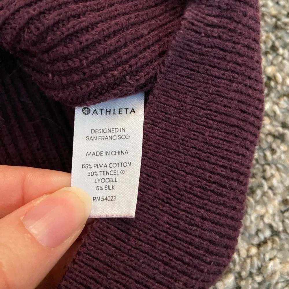 ATHLETA • Women’s Rest Day Pullover Sweater Asymmetrical Burgundy Size Small